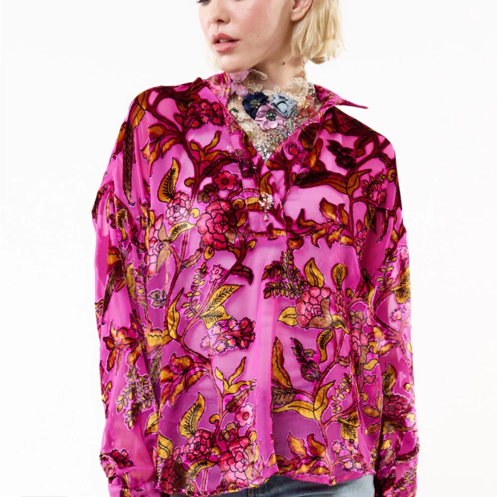 Aratta Fuchsia Floral Blouse